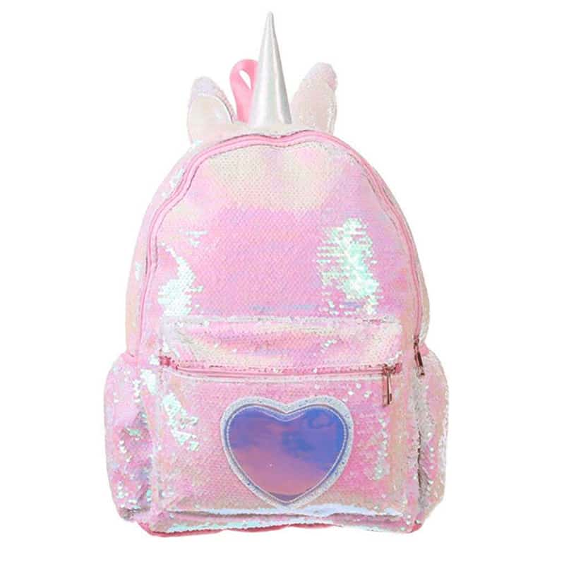 HASTHIP® Fashion Unicorn Backpack Sparkle Flip Reversible Sequin School Bag Glitter College Bookbag Large Capacity Travel Backpack for Women Girls